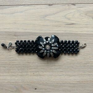 Black Floral Beaded Bracelet